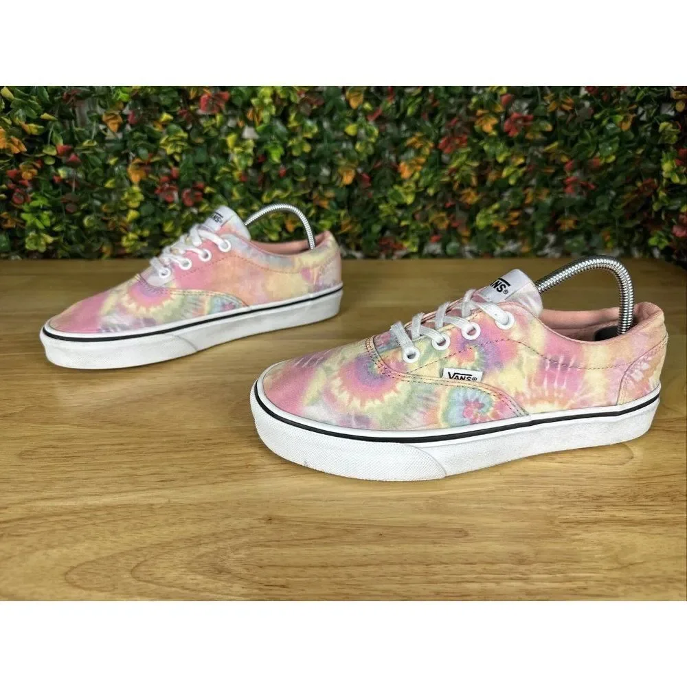 7 Vans Doheny Tie Dye Skate Shoes Sneakers Lace Up‎ Pink Yellow 721356 Womens 7